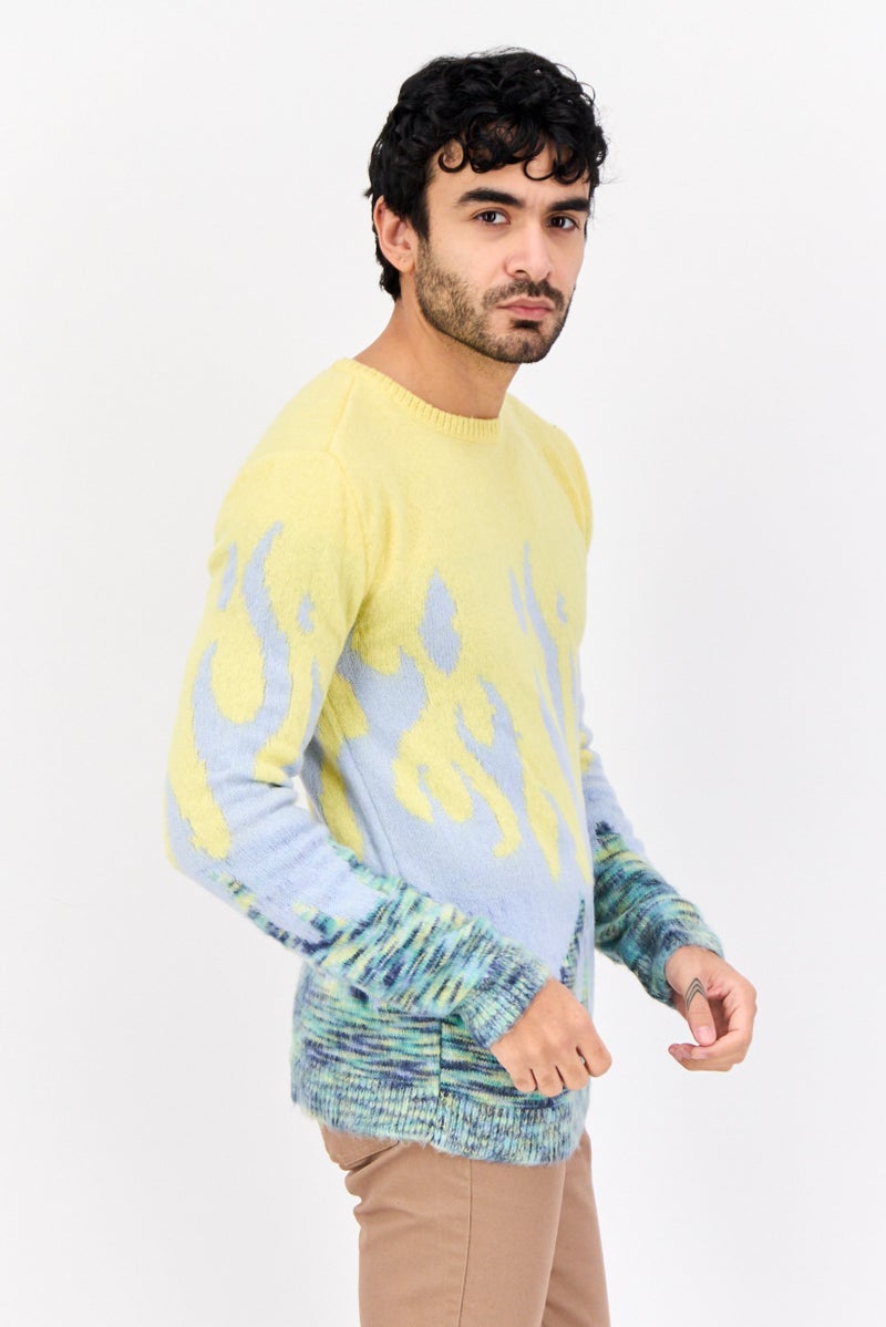 Asos Design Men Knitted Space Dye Long Sleeve Sweater, Multicolor - Image 3